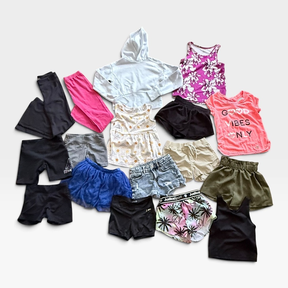 Girls Clothing Lot Size 7/8 Justice Reebok Old Navy Shorts Leggings Hoodie Tops
